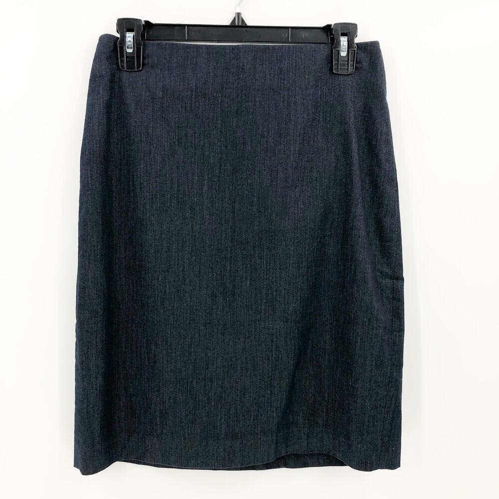 Talbots Petites Womens Straight Skirt Size 6 Navy Blue Mid Rise Back Slit Career